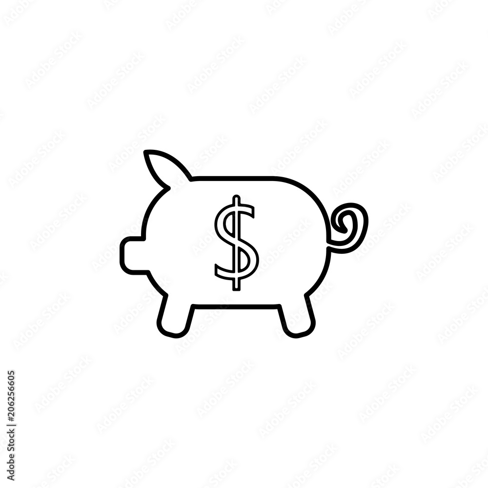 Poster piggy bank line icon. element of bankig icon for mobile concept and web apps. thin line piggy bank i
