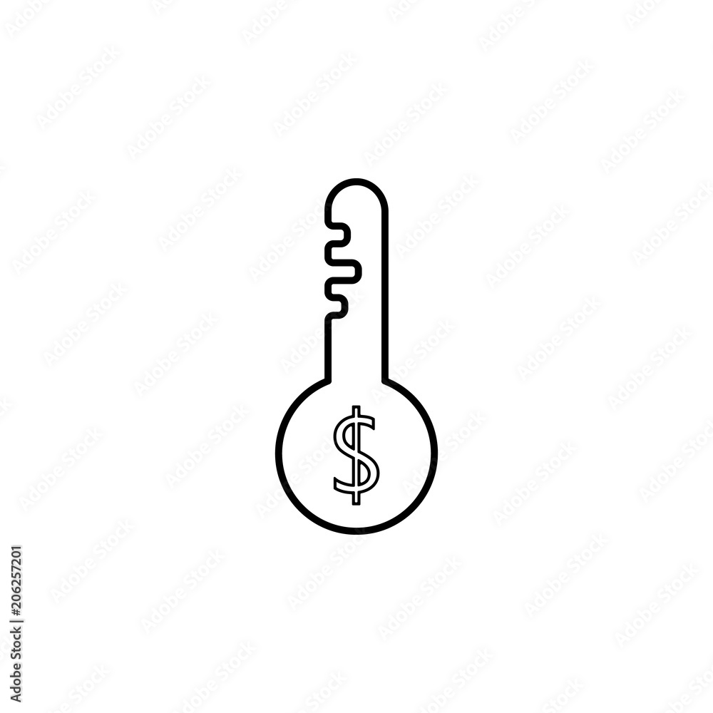 Poster key dollar line icon. element of bankig icon for mobile concept and web apps. thin line key dollar i