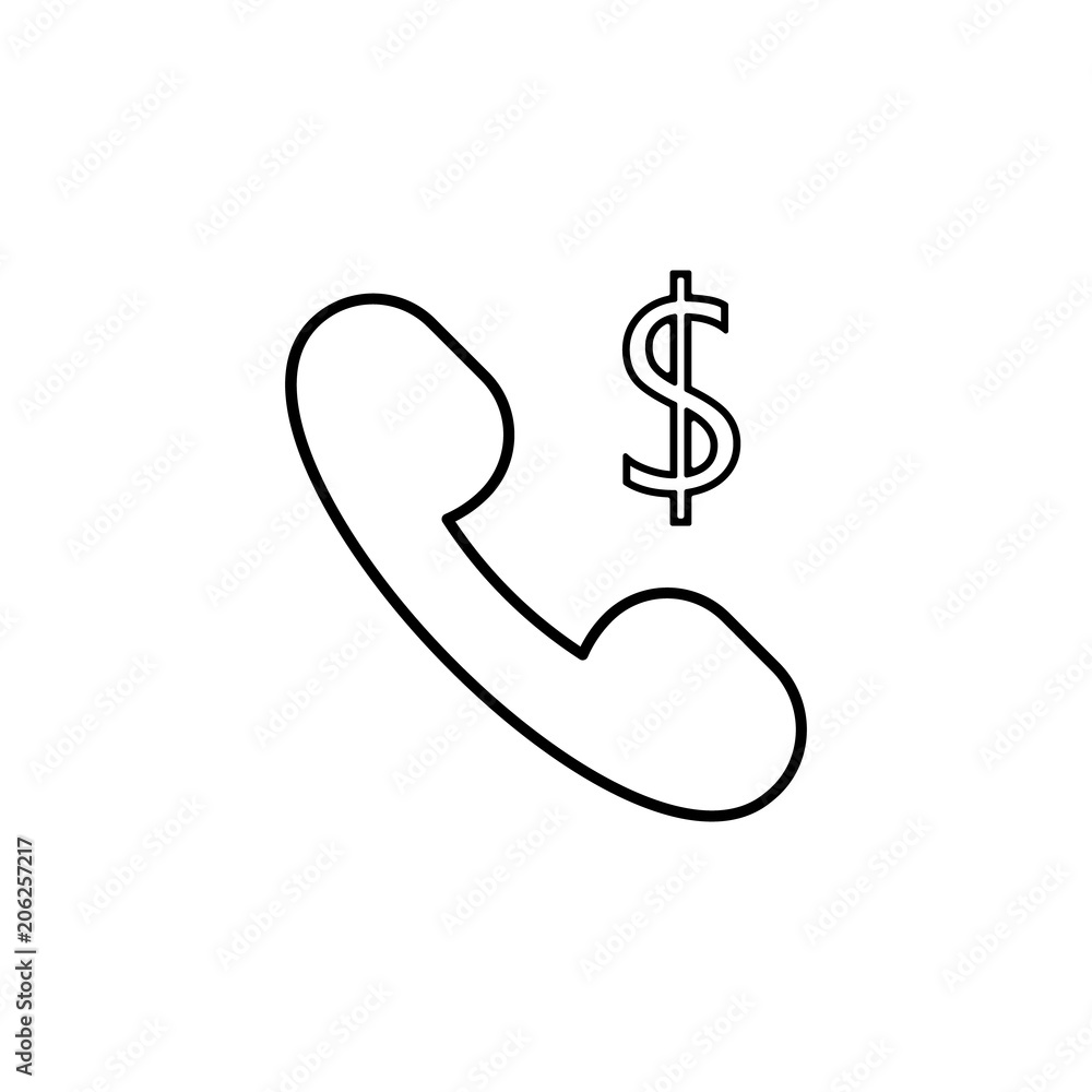 Poster handset phone dollar line icon. element of bankig icon for mobile concept and web apps. thin line ha