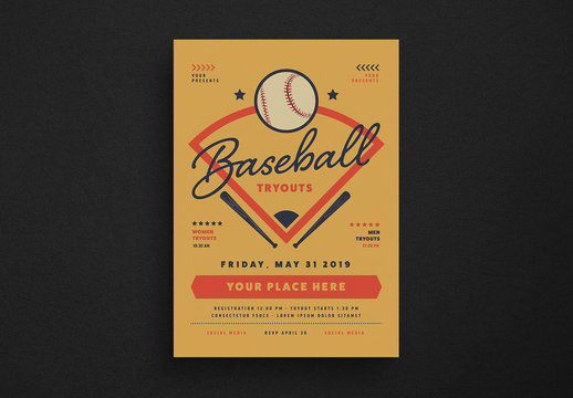 Retro Baseball Event Flyer Layout