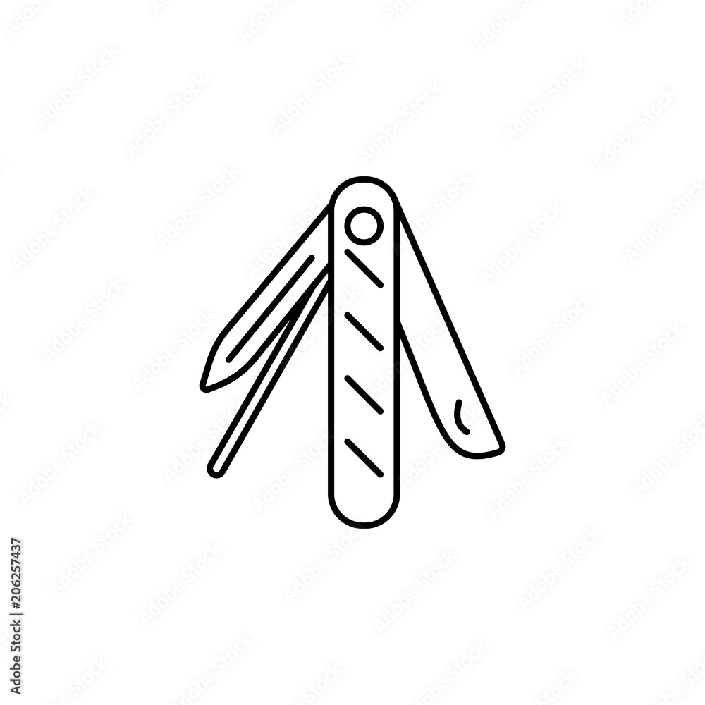 Poster folding knife line icon. element of camping icon for mobile concept and web apps. thin line folding 