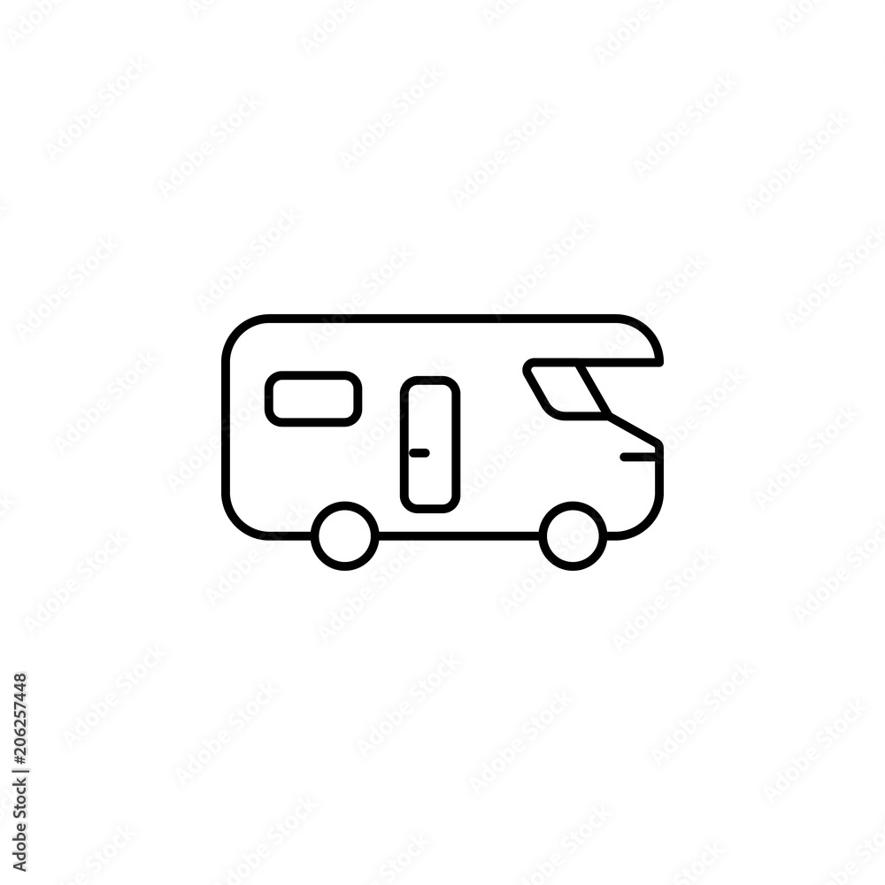 Poster house on wheels line icon. element of camping icon for mobile concept and web apps. thin line house 