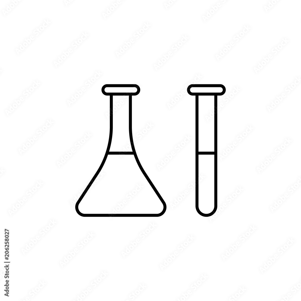 Poster flask and test tube line icon. element of simple medicine icon for mobile concept and web apps. thin