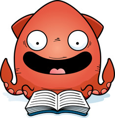 Cartoon Squid Reading