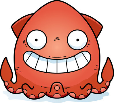 Happy Cartoon Squid