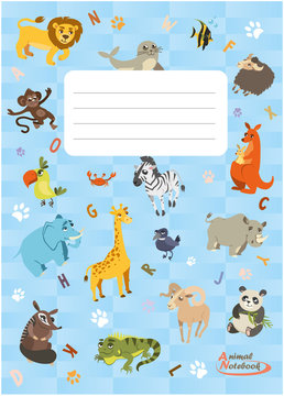 Notebook with different animals. Animals series notebook
