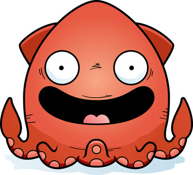 Smiling Cartoon Squid
