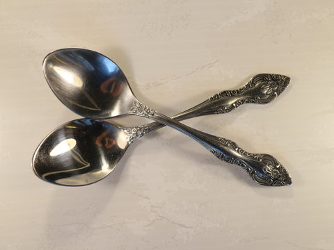 two metal tablespoons