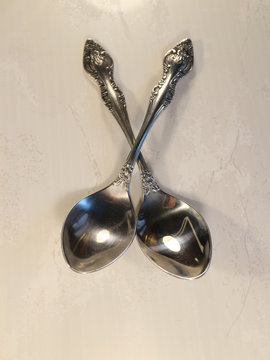two metal tablespoons