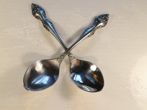 two metal tablespoons
