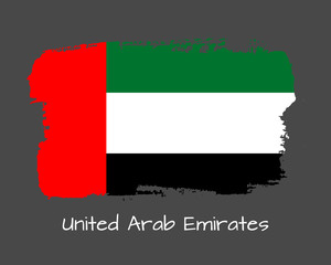 Vector Illustration. Hand draw United Arab Emirates flag. National UAE banner for design on grey background