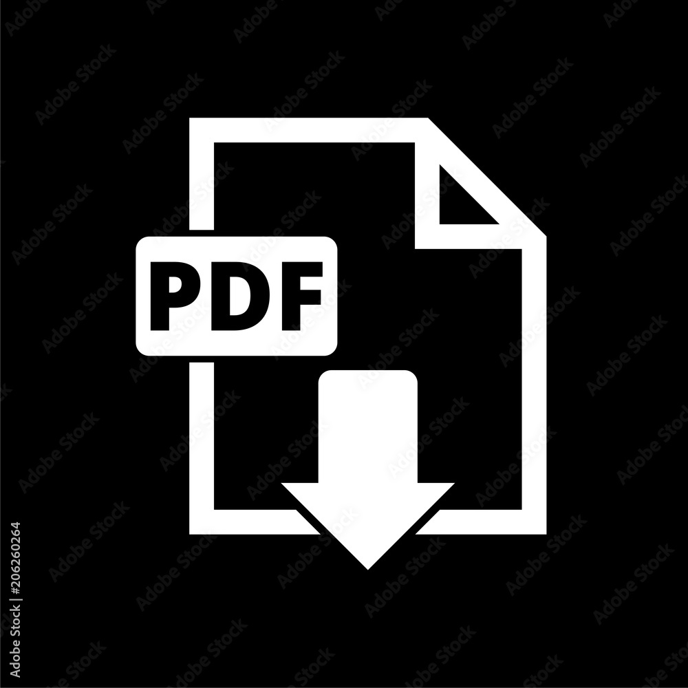 Poster pdf digital document file format flat vector icon, vector pdf download symbol on dark background