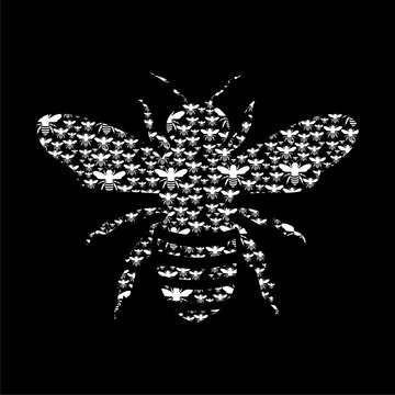 Bee Silhouette icon on dark background