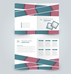Fold brochure template. Flyer background design. Magazine or book cover, business report, advertisement pamphlet. Red and green color.