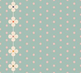 Polka dot and flower seamless pattern