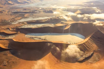 Schilderijen op glas Aerial view of the Sossusvlei desert in the Namib Naukluft National Park, Namibia. © bennymarty