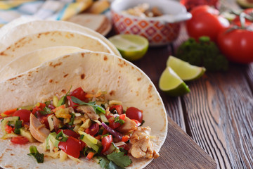 Tortilla or taco making with various filling