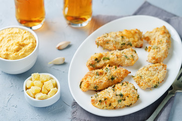 Baked Parmesan Parsley Crusted Chicken with rice