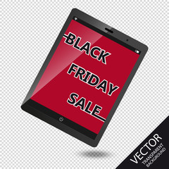 Black Friday Sale Advertising On Mobile Device - Vector Illustration - Isolated On Transparent Background