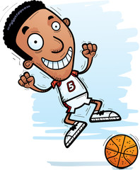 Cartoon Black Basketball Player Jumping