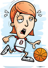 Exhausted Cartoon Basketball Player