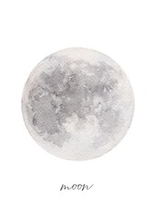 Watercolor texture of the full Moon, hand painted vector illustration