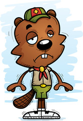 Sad Cartoon Male Beaver Scout
