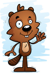 Cartoon Male Beaver Waving