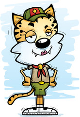Confident Cartoon Female Bobcat Scout