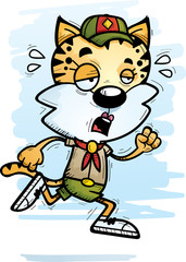 Exhausted Cartoon Female Bobcat Scout