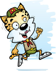 Cartoon Female Bobcat Scout Running