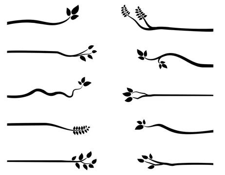 Simple Vector Tree Branch Silhouettes With Leaves In Black For Graphic  Design, Backgrounds And Greeting Cards Stock Vector | Adobe Stock