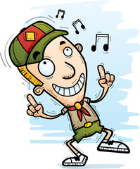 Cartoon Boy Scout Dancing