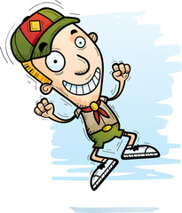 Cartoon Boy Scout Jumping