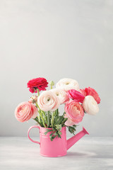 Bouquet of pink and white ranunculus flowers