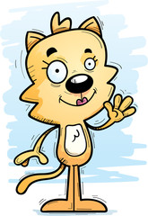 Cartoon Female Cat Waving