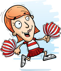 Cartoon Woman Cheerleader Running