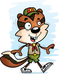 Cartoon Male Chipmunk Scout Walking