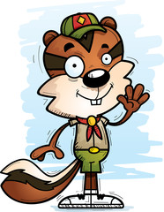 Cartoon Male Chipmunk Scout Waving