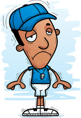 Sad Cartoon Black Man Coach