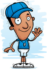 Cartoon Black Man Coach Waving