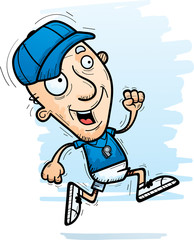 Cartoon Senior Coach Running