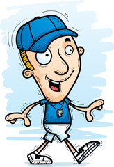 Cartoon Man Coach Walking