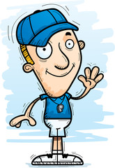 Cartoon Man Coach Waving