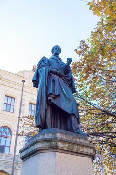 Statue of Fraunhofer (1868) on Maximilianstrasse, Munich, Germany