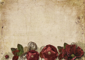 Vintage background with burgundy flowers