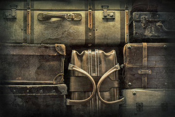 Plakat Retro luggages bag background