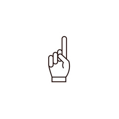 Finger point line icon on isolated background. Hand gesture with pointing finger in thin linear design.