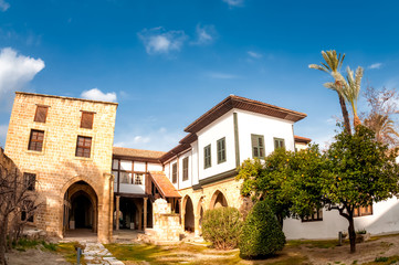 Fototapeta na wymiar Courtyard of Hadjigeorgakis Kornesios Mansion. Nicosia, Cyprus