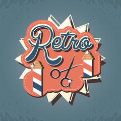 barber shop label retro style vector illustration design
